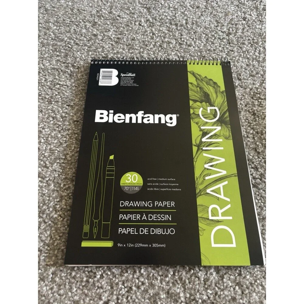 Bienfang Speedball 9x12 Spiral Drawing Paper Pad 70lb 30 Sheets Sketchbook